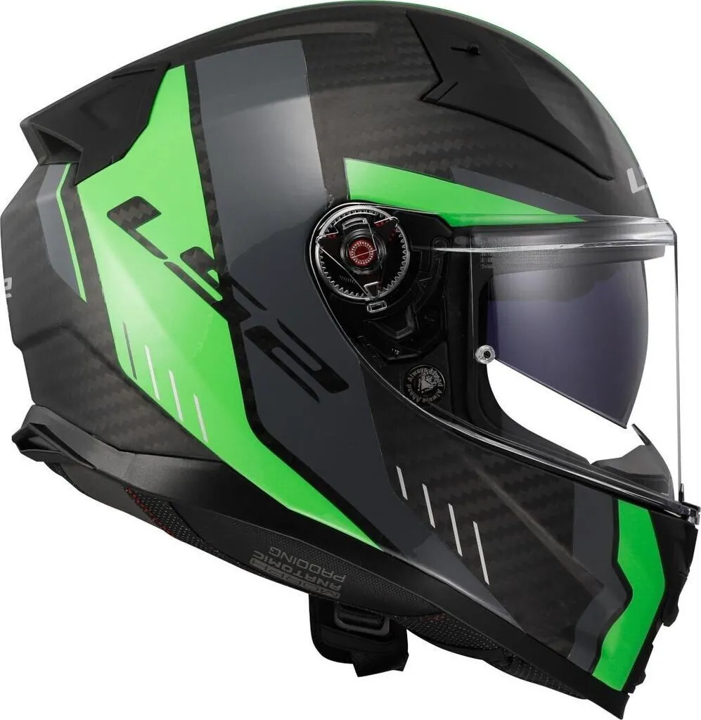 Casque LS2 Vector 2 Carbon Grid Matt (Fluo Green) – Image 3