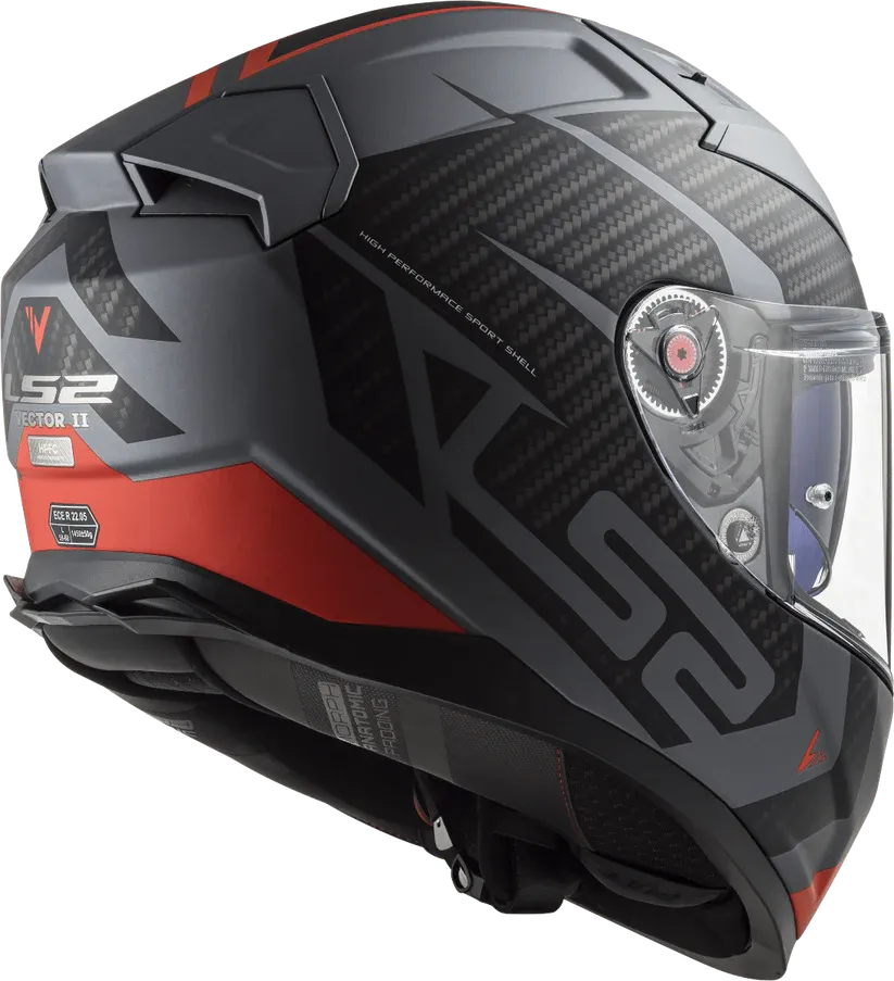 Casque LS2 Vector 2 Splitter Matt (Titanium Red) – Image 3