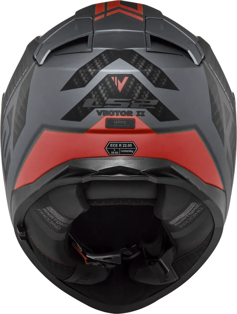 Casque LS2 Vector 2 Splitter Matt (Titanium Red) – Image 5